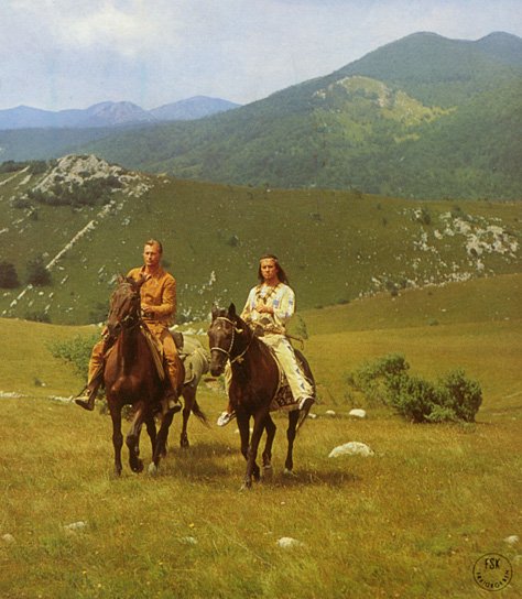 Lex Barker, Pierre Brice (v.l.n.r.) in "Winnetou II" (1964) Winnetou II, DIF
