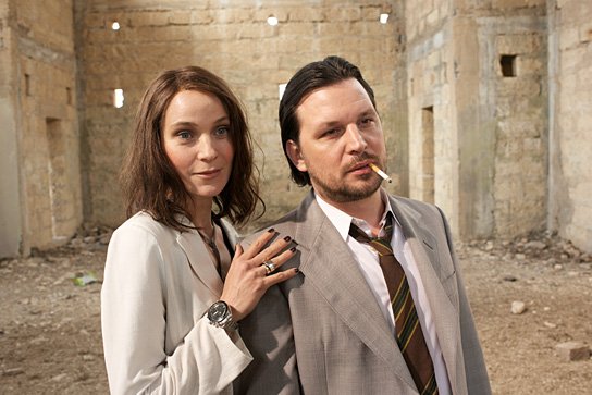 Jeanette Hain, Sascha Alexander Geršak in "Winterkartoffelknödel" (2014) Winterkartoffelknödel, © 2014 Constantin Film Verleih, Bernd Schuller