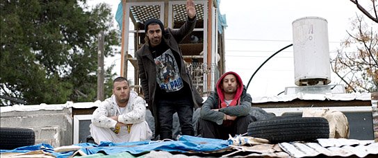 Sameh Zakout, Ayed Fadel, Tamer Nafar (v.l.n.r) in "Junction 48" (2015/16) "Junction 48", Quelle: X Verleih, DIF, © X Verleih