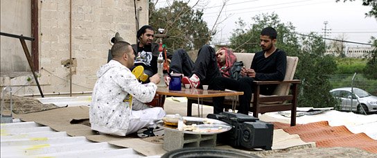 Sameh Zakout, Ayed Fadel, Tamer Nafar, Saeed Dassuki (v.l.n.r) in "Junction 48" (2015/16) "Junction 48", Quelle: X Verleih, DIF, © X Verleih