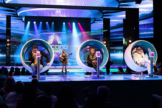 Thomas Anders, Katharina Schüttler, Sabrina Setlur, Friedrich Liechtenstein (v.l.n.r.) in "Die Welt der Wunderlichs" (2015/16) "Die Welt der Wunderlichs", © X Verleih