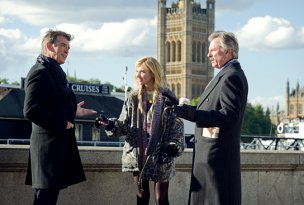 Pierce Brosnan, Imogen Poots, Sam Neill (v.l.n.r.) in "A Long Way Down" (2013/14) A Long Way Down, © DCM, Nicola Dove