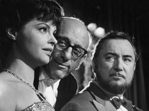 Nadja Tiller, Robert Siodmak, Pierre Brasseur (v.l.n.r.) bei den Dreharbeiten zu "L'affaire Nina B." (FR, 1961)