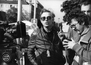 Werner W. Wallroth (links) bei den Dreharbeiten zu "Der Doppelgänger" (1985);  Quelle: DEFA-Stiftung, © DEFA-Stiftung, Christa Köfer