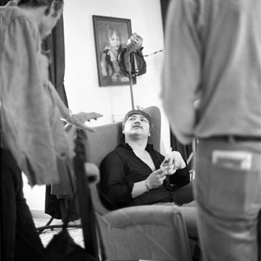 Michael Fengler, Rainer Werner Fassbinder, Christian Hohoff (v.l.n.r.) (Dreharbeiten) Warnung vor einer heiligen Nutte