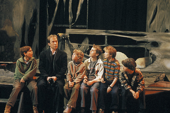 François Goeske, Ulrich Noethen, Constantin Gastmann, Philipp Peters-Arnolds, Frederick Lau, Hauke Diekamp (v.l.n.r.) in "Das fliegende Klassenzimmer" (2002) Das fliegende Klassenzimmer, Quelle: Constantin, DIF
