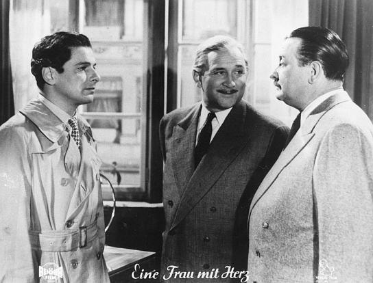 Rudolf Prack, Gustav Knuth, Siegfried Breuer (v.l.n.r.) in "Eine Frau mit Herz" (1950/51) Eine Frau mit Herz
