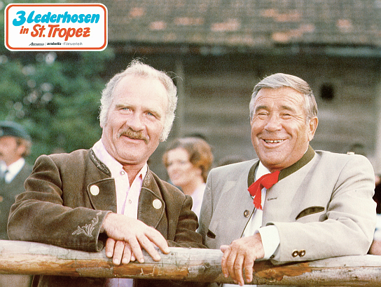 Peter Steiner, Franz Muxeneder (v.l.n.r.) in "Drei Lederhosen in St. Tropez" (1980) Drei Lederhosen in St. Tropez