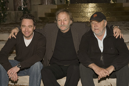 Michael Bully Herbig, Franz Xaver Kroetz, Joseph Vilsmaier (v.l.n.r.) bei den Dreharbeiten zu "Die Geschichte vom Brandner Kaspar" (2008) Joseph Vilsmaier, Quelle: Concorde, DIF, © Concorde Filmverleih GmbH