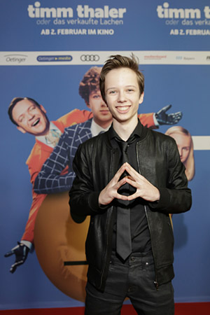 Arved Friese bei der Premiere von "Timm Thaler oder das verkaufte Lachen" im Zoo-Palast in Berlin am 29. Januar 2017 Arved Friese; Quelle: Constantin Film Verleih, DIF, © 2017 Constantin Film