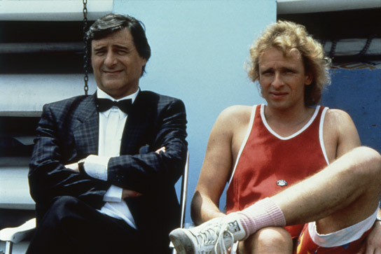 Helmut Fischer, Thomas Gottschalk (v.l.n.r.) in "Zärtliche Chaoten" (1987); Quelle: DFF