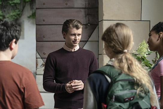 Morten Völlger, Paul Lennard Sundheim, Leni Deschner, Lovena Börschmann Ziegler (v.l.n.r.) in "Das fliegende Klassenzimmer" (2023)