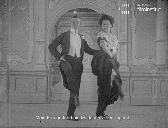 Screenshot aus "Der Bummelkompagnon: Duett aus "Das muss man seh'n!". Nr. 26" (1908); Quelle: DIF