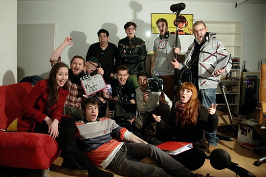 Das Filmteam um Regisseur Felix Emanuel Brod (vorne) bei den Drehrbeiten zu "Grey Hat" (2015), Quelle: Felix Emanuel Brod