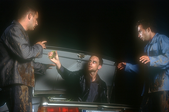 Moritz Bleibtreu, Julian Weigend, Lucas Gregorowicz (v.l.n.r.) in "Lammbock" (2001); Quelle: Senator Film Verleih, DFF