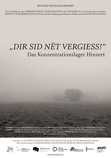 Filmplakat von "'Dir sid nët vergiess!' - Das Konzentrationslager Hinzert" (2018); Quelle: Julian Weinert, © Förderverein Gedenkstätte KZ Hinzert e.V.