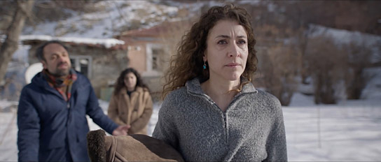Majid Bakhtiari, Tanaz Molaei, Vishka Asayesh (v.l.n.r.) in "Sieben Tage" (2024)