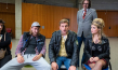 Harry G., Sebastian Bezzel, Christian Steiffen, Lara Mandoki (v.l.n.r.) in "Leberkäsjunkie" (2019); Quelle: Constantin Film Verleih, DFF, © 2019 Constantin Film Verleih GmbH, Bernd Schuller
