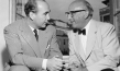 Fred Ritter, Robert Siodmak (v.l.n.r.) bei der 5. Berlinale 1955 (Uraufführung von "Die Ratten")