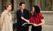 Maren Eggert, Dan Stevens, Maria Schrader (v.l.n.r.) im Millet-Saal des Berliner Pergamon-Museums bei den Dreharbeiten zu "Ich bin dein Mensch" (2021); Quelle: Majestic Filmverleih, DFF, © Christine Fenzl, Majestic