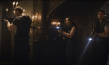 Tom Hopper (links), Hannah John-Kamen (2.v.r.), Robbie Amell (rechts) in "Resident Evil: Welcome to Raccoon City" (2020); Quelle: Constantin Film Verleih, DFF