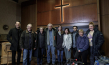 Ulf Israel, Danny Krausz, Adele Neuhauser, Chris Kraus, Clara von Berlepsch, Hannah Herzsprung, Hassan Akkouch, Daniela Knapp, Stefanie Reinsperger (v.l.n.r.) beim Drehstart von "15 Jahre" am 17. Februar 2022; Quelle: Wild Bunch Germany, © Dor Film-West, Roland Horn