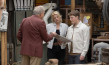 Ulrich Tukur, Jördis Triebel, Julius Weckauf (v.l.n.r.) in "Die drei ??? und der Karpatenhund" (2024)