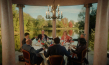 Charles Dance, Cate Blanchett, Roy Dupuis, Nikki Amuka-Bird, Denis Ménochet, Rolando Ravello, Takehiro Hira (v.l.n.r. im Uhrzeigersinn von hinten links) in "Tanz der Titanen" (2024)