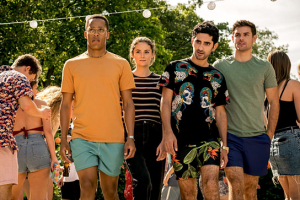 Jerry Hoffmann, Lea van Acken, Reza Brojerdi, Lucas Reiber (v.l.n.r.) in "Abikalypse" (2019); Quelle: Warner Bros. Pictures Germany, DFF, © 2019 Pantaleon Films GmbH, Warner Bros. Entertainment GmbH, Foto: Conny Klein