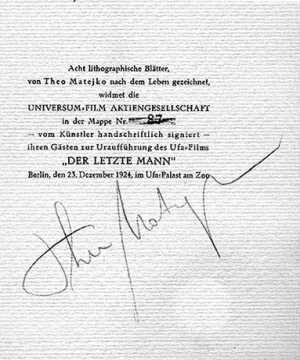 Autograph von Theo Matejko