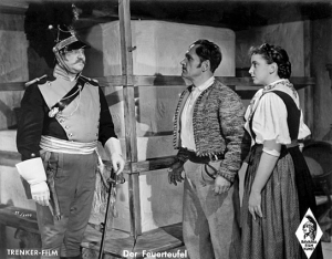 Fritz Kampers, Luis Trenker, Judith Holzmeister (v.l.n.r.) in "Der Feuerteufel" (1940); Quelle: Murnau-Stiftung, DFF