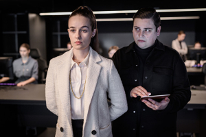 Raffaela Kraus, Claudiu Mark Draghici in "The Social Experiment" (2022)