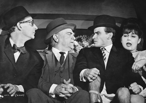 Hanns Lothar, James Cagney, Horst Buchholz, Pamela Tiffin (v.l.n.r.) in "One, Two, Three" 