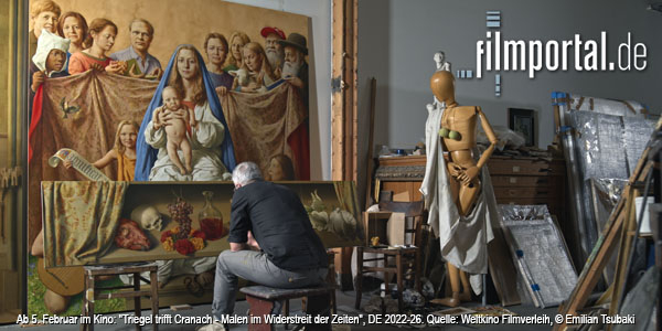 "Triegel trifft Cranach - Malen im Widerstreit der Zeiten", Quelle: Weltkino Filmverleih, DFF, © Emilian Tsubaki "Triegel trifft Cranach - Malen im Widerstreit der Zeiten", Quelle: Weltkino Filmverleih, DFF, © Emilian Tsubaki