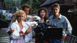 Tina Ruland, Til Schweiger, Sabine Berg, Stefan Gebelhoff (v.l.n.r.) bei den Dreharbeiten zu "Manta Manta" (1991); Quelle: Constantin Film Verleih, DFF