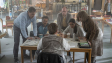 Thomas Loibl, Florian David Fitz, Justus von Dohnányi, Torben Kessler, Nilam Farooq, Anke Engelke, Thorsten Merten (v.l.n.r.) in "Eingeschlossene Gesellschaft" (2022), Quelle: Sony Pictures Entertainment Deutschland, DFF © 2022 BantryBay Productions GmbH, Deutsche Columbia Pictures Filmproduktion GmbH, Degeto Film GmbH, Foto: Wolfgang Ennenbach